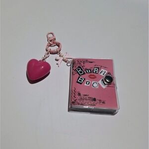 Mean Girls Burn Book Keychain Mini Notebook w/ paper.  Pink Heart Keychain NEW